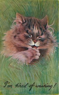 Cat Artist Signed Louis Wain Tuck Oilette Prize Pussies Vintage