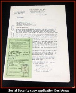 Desi Arnaz Social Security Benefit Application 1982 Accountant Letter