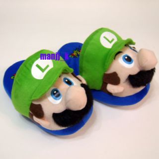 New Super Mario Bro Luigi Doll Plush Slipper Kid