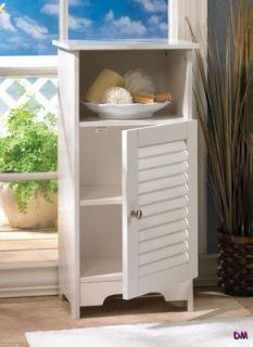 Nantucket White Storage Cabinet Night Stand Louvered Door