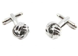Silver Polished Double Love Knot Wedding Celtic Cufflinks