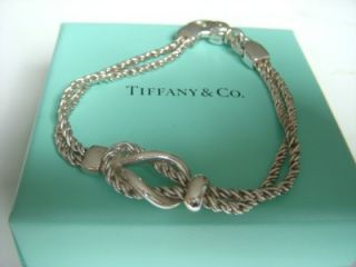 Tiffany & Co. Sterling Silver Double Rope Love Knot Bracelet With Box