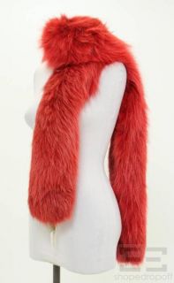 Louis Feraud Red Fox Fur Long Scarf Wrap New w Tags