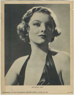 Myrna Loy Vintage 1936 Dated M23 Newspaper Supplement Photo 7 5 x 9 5