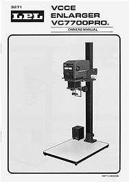 LPL VC7700 VCCE Variable Contrast Enlarger Instruction Manual