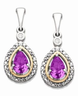 Sterling Silver and 14k Gold Earrings, Amethyst (3/4 ct. t.w.) and