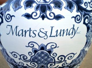 Marts Lundy Advertising Delft Oil Jar Vase 10 VG