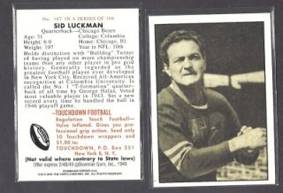 1948 Bowman Reprint Rookie Sid Luckman Chicago Bears More Title Teams
