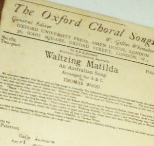 Australian Song Original 1937 Sheet Music Oxford Choral Lyrics