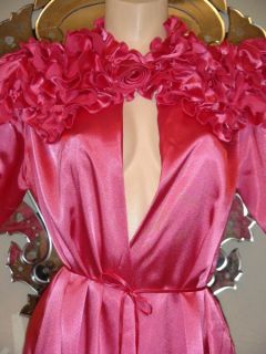 Vintage Lucie Ann Robe Nightgown Satin RARE Couture Pink Gown Lingerie