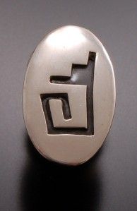 Hopi Overlay Style Water Symbol Silver Tie Tack by Em Teller