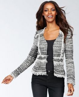 INC International Concepts Petite Sweater, Long Sleeve Tweed Peplum