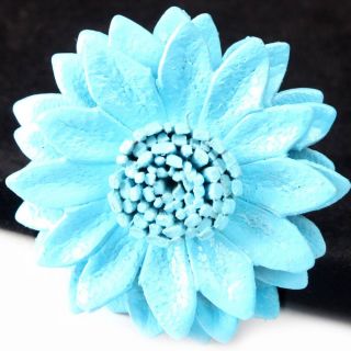 Aqua Blue Flower Daisy Burst Pretty Designer Ring