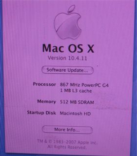 parts or repair mac os x 10 4 11 operating system model number a1025