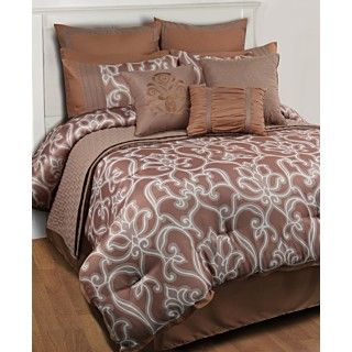 Modern Scroll 12 Piece Comforter Set   Bed in a Bag   Bed & Bath