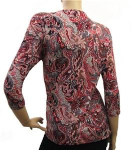  Inc International Concepts Red Gray Black Paisley Shirt Top 3X