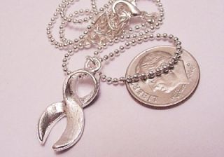 Purple Awareness Ribbon Lupus Silver Charm Necklace