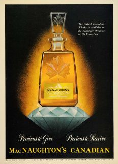 1952 Ad MacNaughton Canadian Whisky Schenley Decanter   ORIGINAL