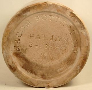 Macom Macomb Error Stoneware Fruit Jar Pat Jan 24 1899