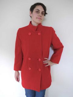 Vtg 80s Wool 3 4 Mackintosh Swing Pea Coat Jacket Red 4