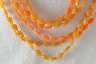 Vintage Peach Orange Multi Strand Bead Necklace 54 Hong Kong Jewelry