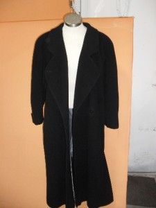 Madeleine Black Wool Cashmere Full Length Coat Made in Poland Sz L