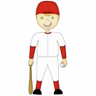 Cute Cartoon Baseball Player Red & White Uniform Photo Cutouts