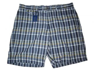 Ralph Lauren Polo India Madras Flat Front 36 Chino Shorts Blue Plaid