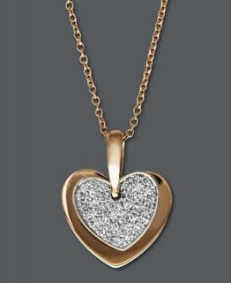 Effy Collection Diamond Necklace, 14k Two Tone Gold Pave Diamond Heart