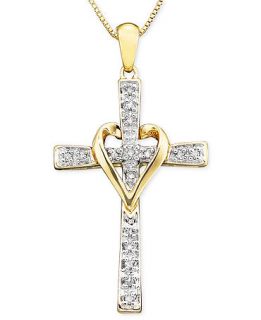 Diamond Necklace, 14k Gold and Cross Diamond Pendant (1/10 ct. t.w