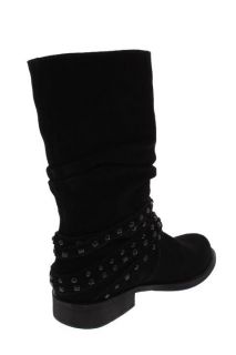 Kenneth Cole New Moto Bike Black Suede Embellished Motorcycle Boots