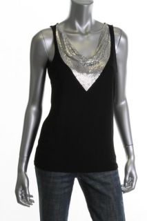 Michael Kors New Black Matte Jersey Chain Mesh Sleeveless Pullover Top