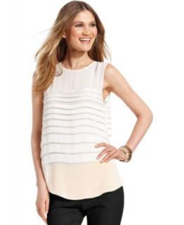 Vince Camuto Top, Cap Sleeve Striped Boat Neck   Womens