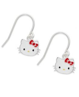 Hello Kitty Earrings, Sterling Silver Drop Earrings