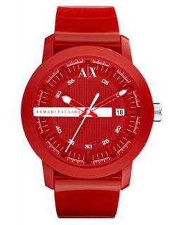 Armani Exchange Watch, Red Polyurethane Strap 44mm AX1235