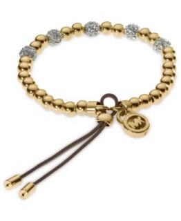 Michael Kors Bracelet, Gold Tone Bead and Crystal Stretch Bracelet