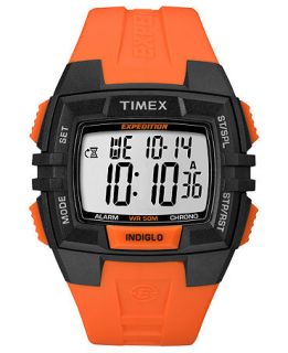 Timex Watch, Mens Digital Expedition Orange Resin Strap 45mm T49902UM
