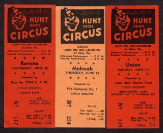 Hunt Bros Circus Tickets Union New Jersey Mahwah NJ Ravena NY
