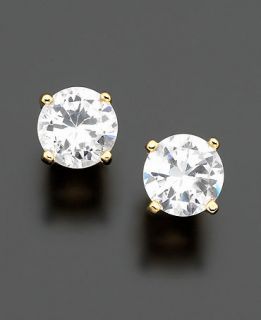 Brilliant 18k Gold over Sterling Silver Earrings, Cubic Zirconia