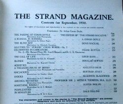 Strand Magazine September 1930 Conan Doyle Obituary & A Scandal in