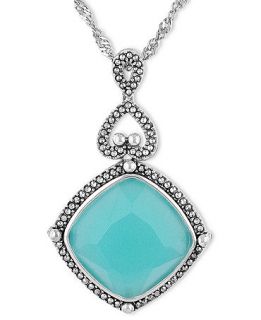 Genevieve & Grace Sterling Silver Necklace, Blue Glass (18 1/2 ct. t.w