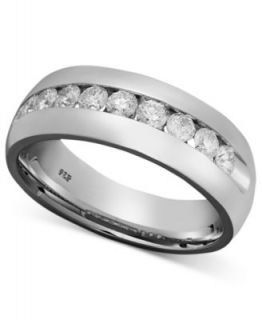Mens Diamond Ring, Sterling Silver Diamond Wedding Band (1/2 ct. t.w