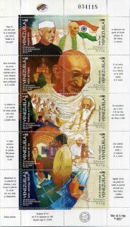 History of India Mahatma Gandhi Venezuela Sheetlet MNH