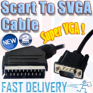 Scart RGB to VGA Male TV DVD LCD Sky Box Plug Cable 1M 1 2M 1 5M 1 8M