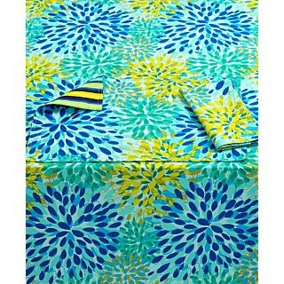 Fiesta Table Linens, Calypso Floral Turquoise 60 x 84 Tablecloth