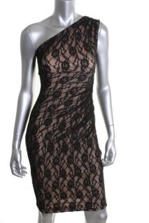 Maggy London New Black Lace One Shoulder Cocktail Evening Dress