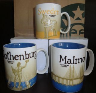 STARBUCKS City Mugs/Mug Set of 3   Gothenburg, Malmo, Sweden   *NEW*