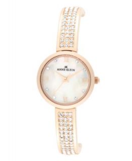 Anne Klein Watch, Womens Rose Gold Tone and Crystal Bangle Bracelet