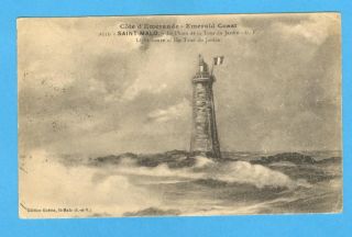 Postcard France Saint Malo Lighthouse Phare Farol 1910s