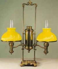 Manhattan Brass Co Antique Oil Kerosene Lamp 1883 Nice